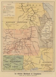 Mapa oblasti Afriky prozkoumané Marchandovou expedicí